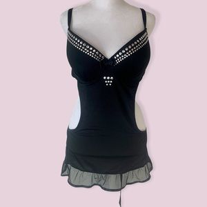 True Desire 2X Black Apron Style Lingerie NWOT